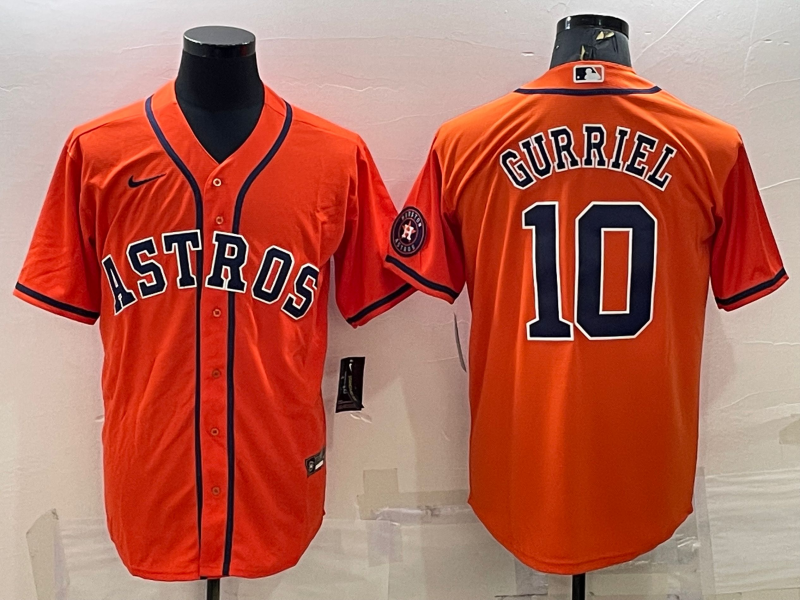 Men's Houston Astros #10 Yuli Gurriel Orange With Patch Cool Base Stitched Jersey Men's Houston Astros #10 Yuli Gurriel Orange With Patch Cool Base Stitched Jersey